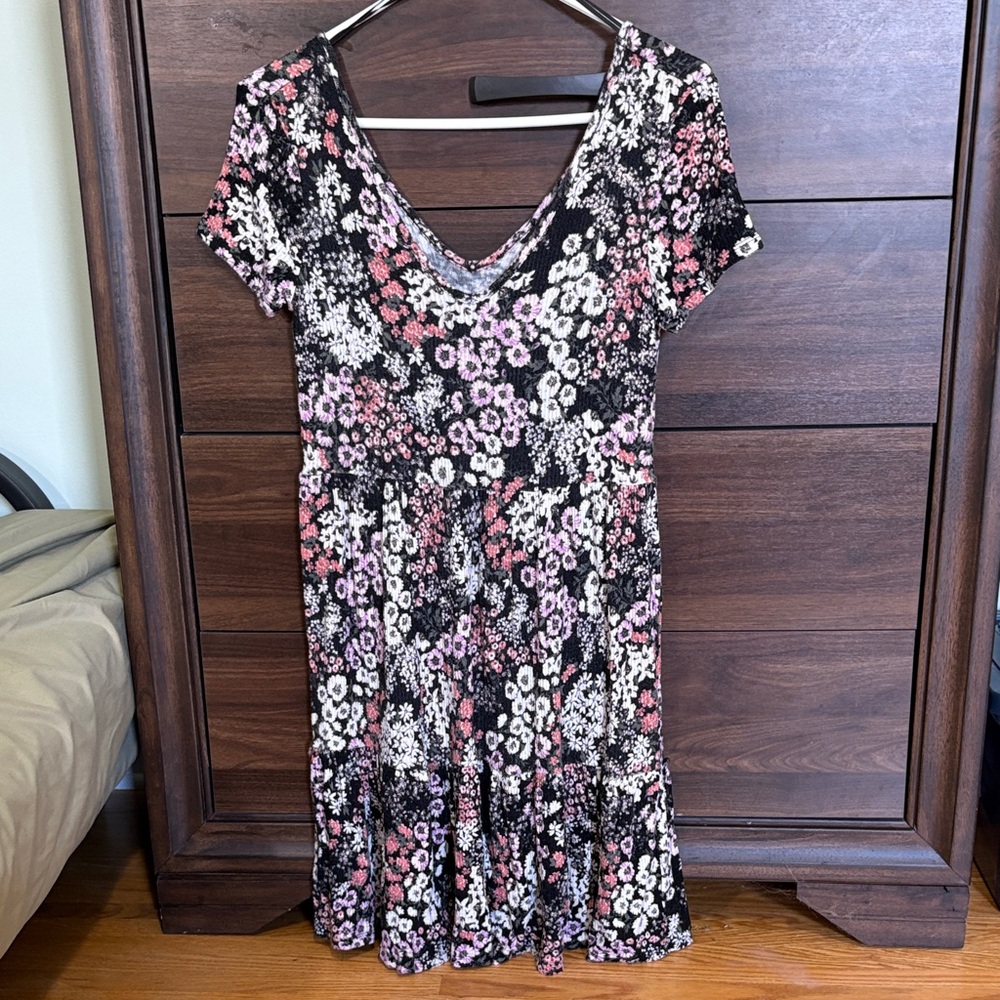 NOBO Floral Midi Dress - Black, White, Pink